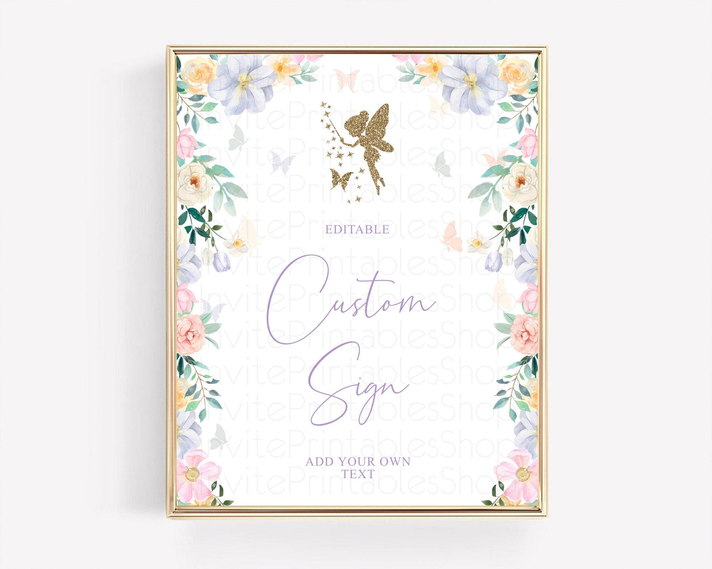 Fairy Sign Enchanted Garden Table Sign Decor Pastel Floral Butterfly Party Secret Garden Birthday Baptism Baby Shower Bridal Shower D10474