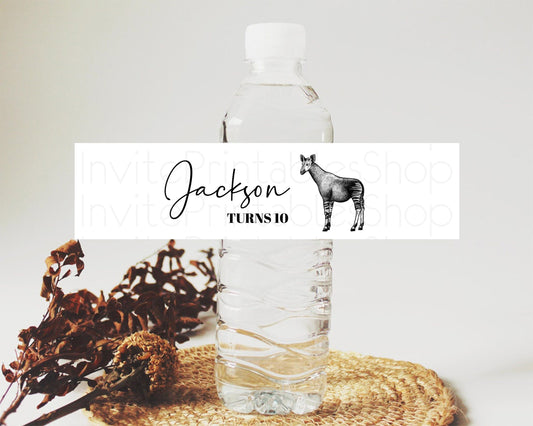 Editable Okapi Water Label Template Okapi Party Decor Water Label Safari Adv