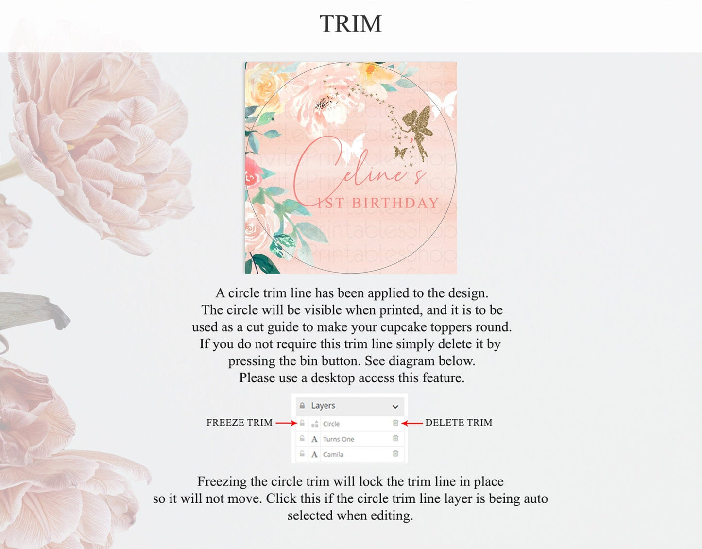 Fairy Cupcake Toppers Pastel Fairy Cupcake Toppers Fairy Floral Garden Cupcake Topper Enchanted Garden Floral Butterfly Party Decor D10792