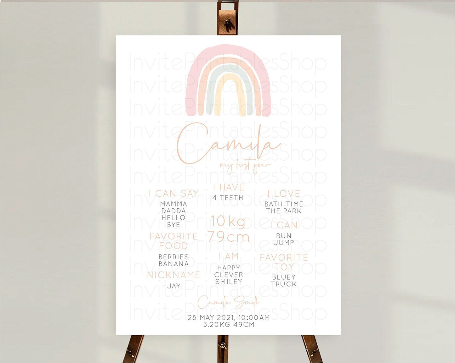 Pastel Rainbow First Birthday Milestone Poster Boho Rainbow Milestone Board Rainbow Milestone Pastel Milestone Rainbow 1st Birthday D10162
