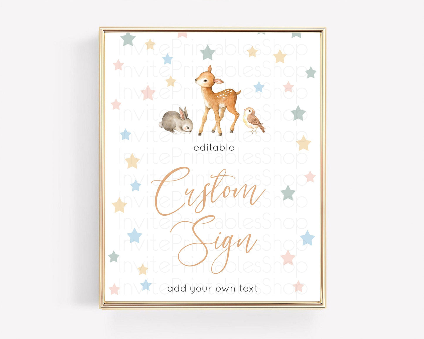 Fawn Deer Sign Pastel Floral Deer Table Sign Decor Enchanted Forest Butterfly Party 1st Birthday Baptism Baby Shower Bridal Shower D10918