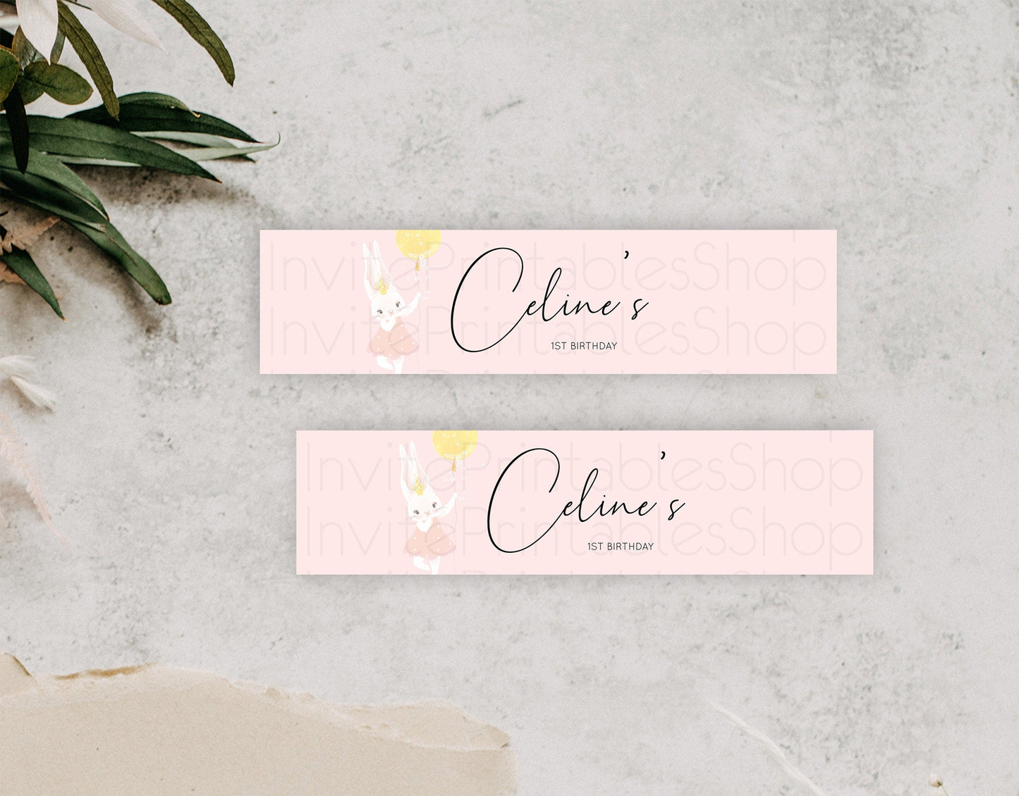 Bunny Balloon Water Label Template Colorful Pastel Confetti Sprinkles Bunny Party Decor Water Label 1st Birthday Baby Shower Baptism D10219