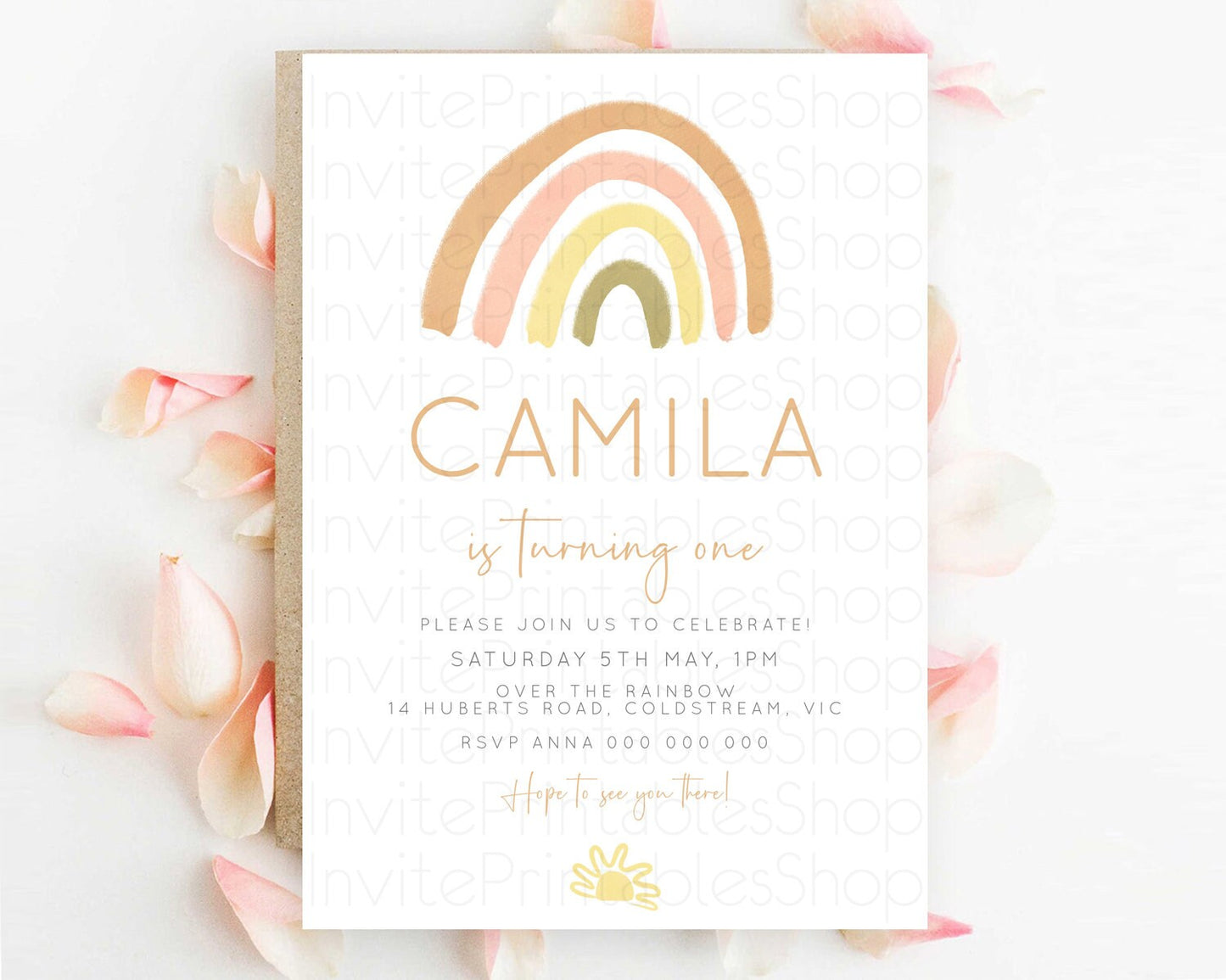 Pastel Rainbow Birthday Invitation Pastel Rainbow Invitation Rainbow Invitation Pastel Invitation Boho Rainbow 1st First Birthday D10684