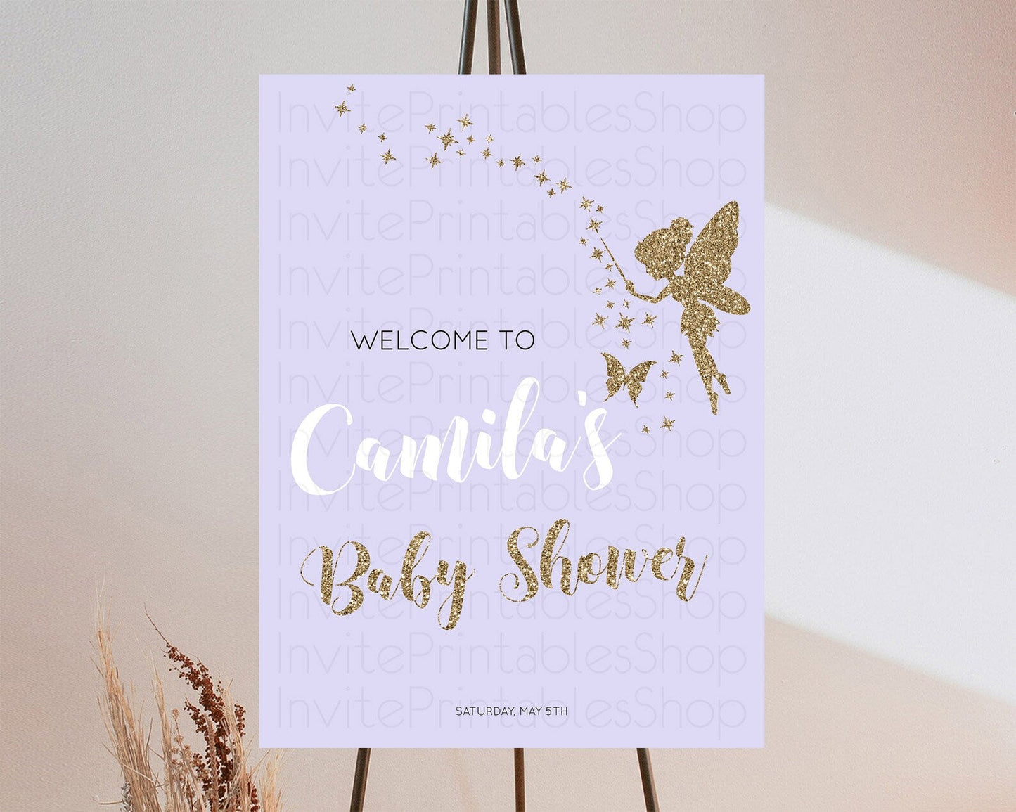 Fairy Baby Shower Welcome Sign Fairy Welcome Board Enchanted Garden Pastel Floral Butterfly Decor Secret Garden Fairy Welcome Sign D10389