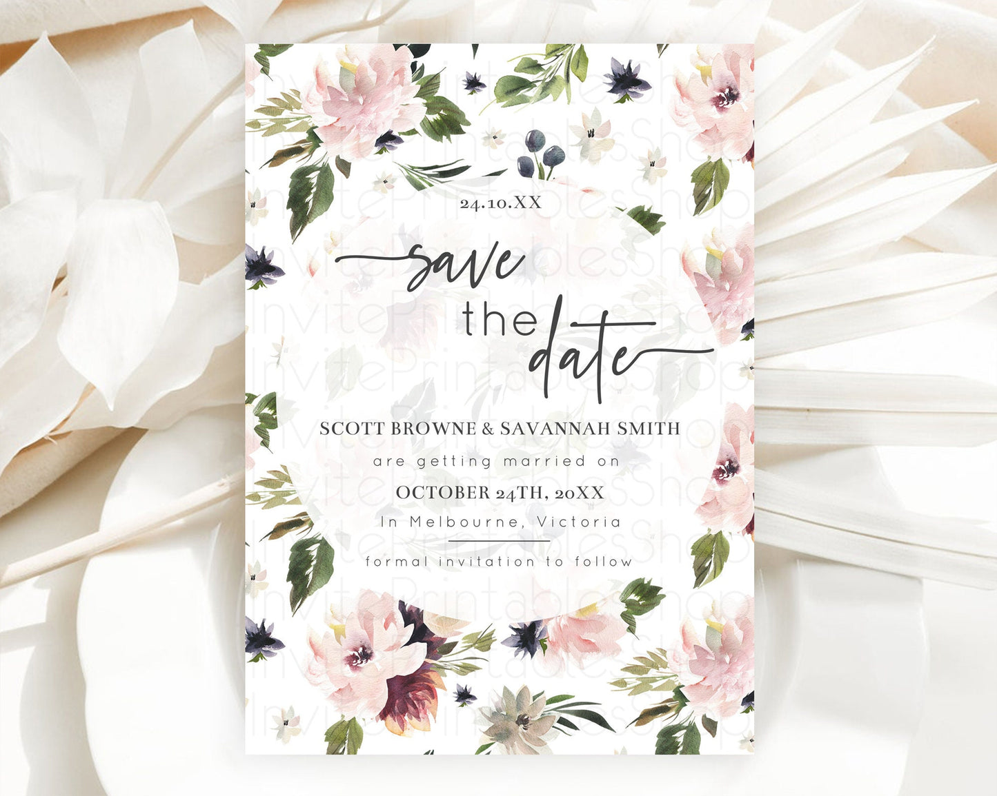 Wildflower Save The Date Template Secret Garden Save The Date Pastel Floral Garden Party Boho Flowers Birthday Baby Shower Wedding D10538