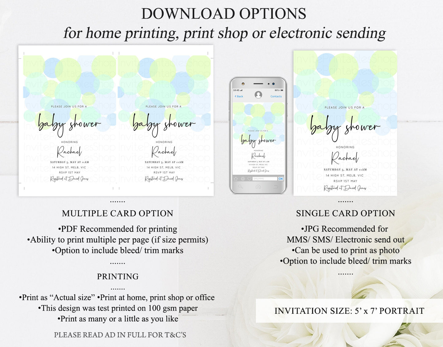 Pastel Baby Shower Invitation Colorful Rainbow Bubbles Confetti Sprinkles Blue Pink Yellow Green Boy Girl Gender Reveal Neutral 208