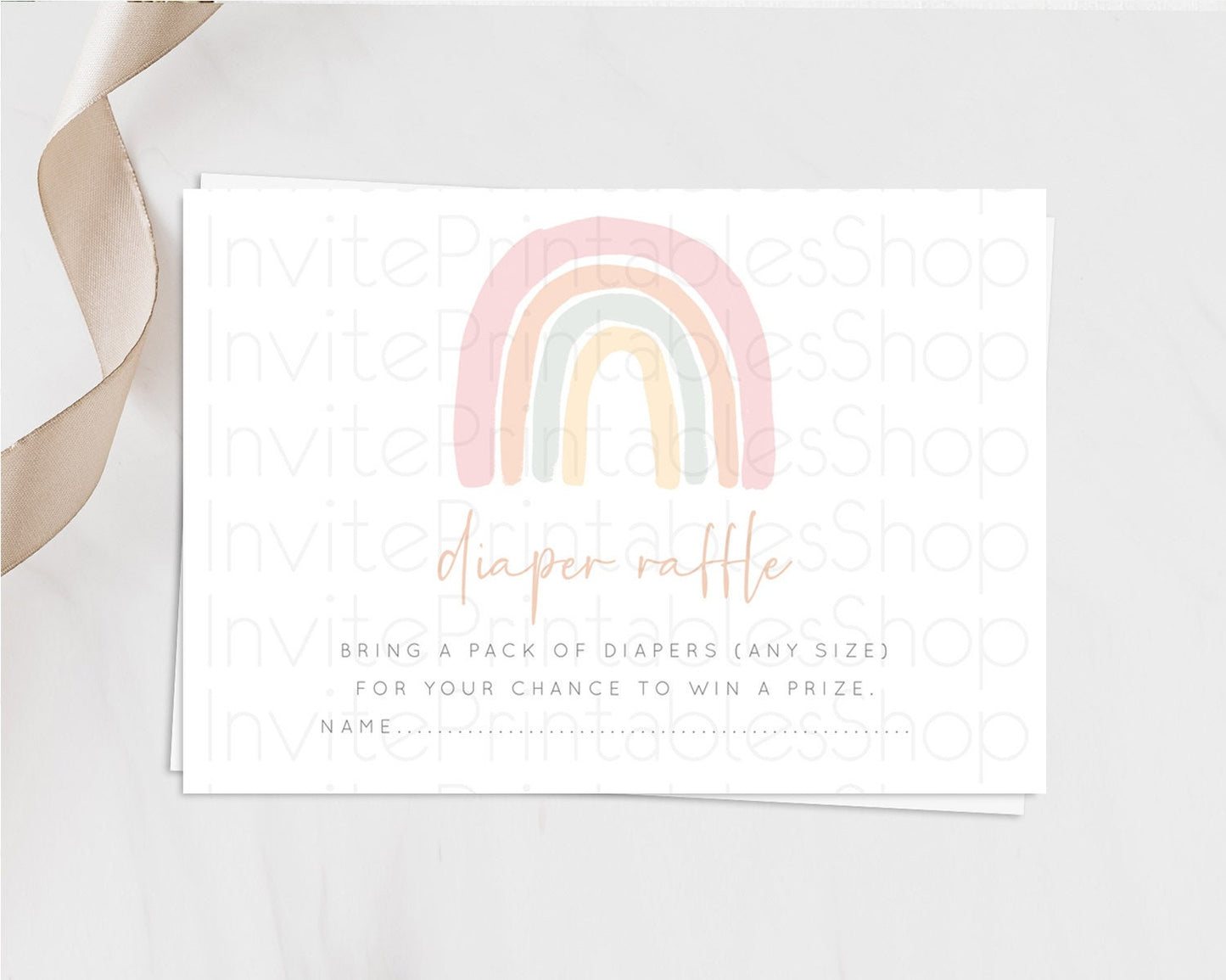 Pastel Rainbow Diaper Raffle Card Boho Rainbow Diaper Insert Boho Rainbow Diaper Ticket Pastel Watercolor Baby Shower Raffle Game D10162