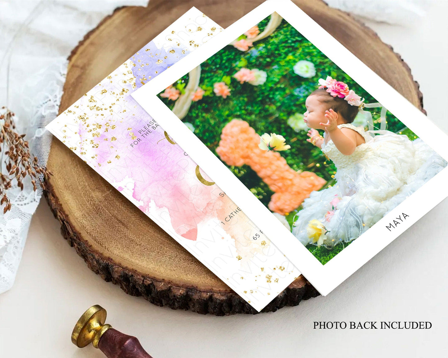 Pastel Baptism Invitation Pastel Colors Watercolor Baptism 1st Birthday Party Gold Ombre Pastel Rainbow Christening Holy Communion D10876