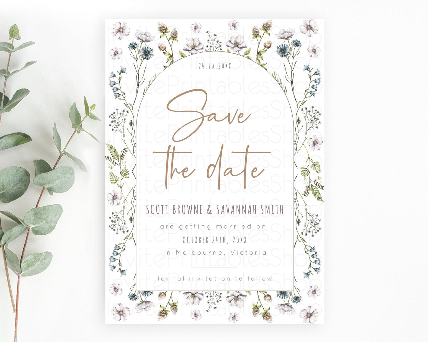 Wildflower Save The Date Template Secret Garden Save The Date Pastel Floral Garden Party Boho Flowers Birthday Baby Shower Wedding D10604