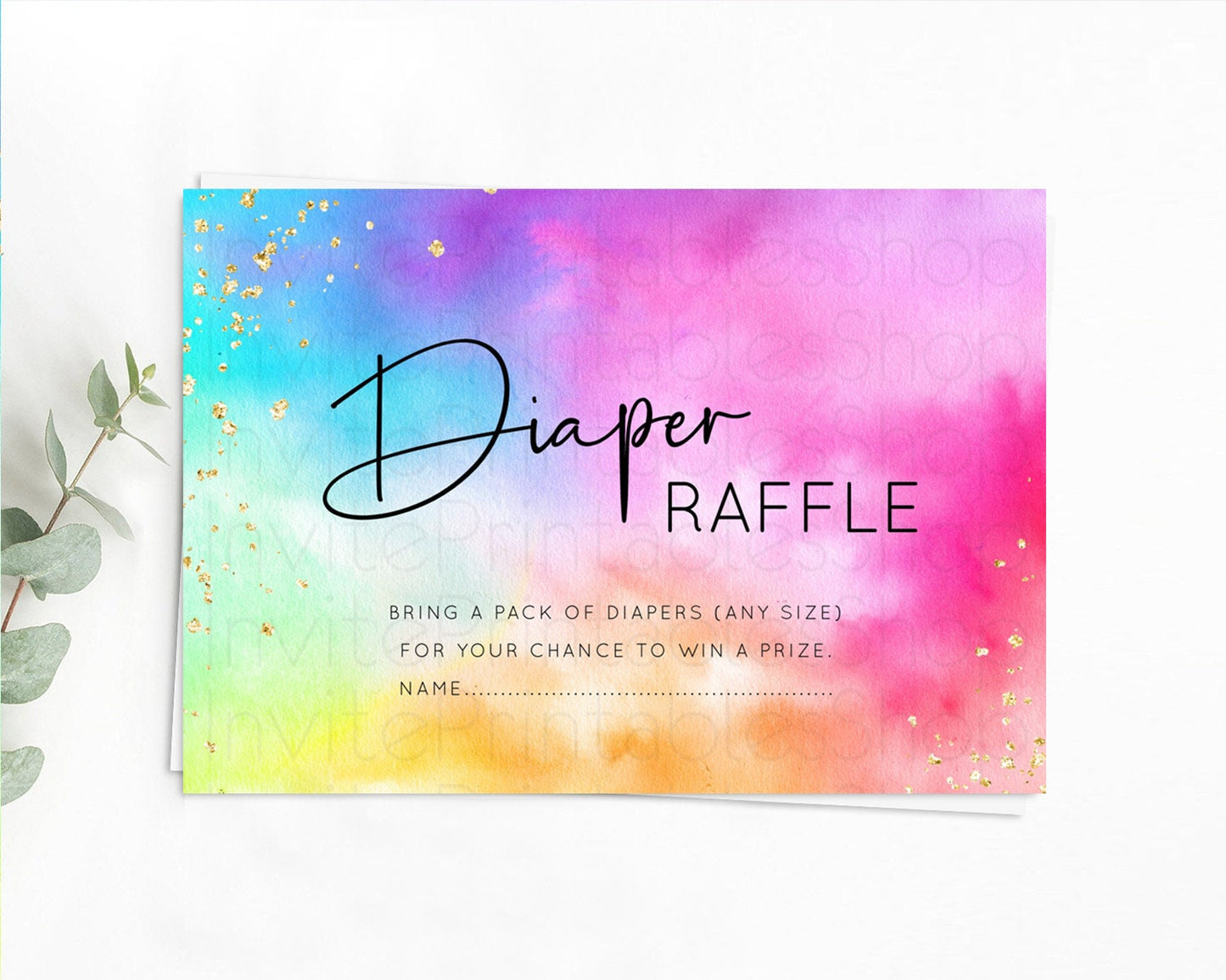 Tie Dye Diaper Raffle Card Rainbow Tie Dye Diaper Raffle Insert Pastel Rainbow Watercolor Diaper Ticket Tie Dye Colors Raffle Game D10456