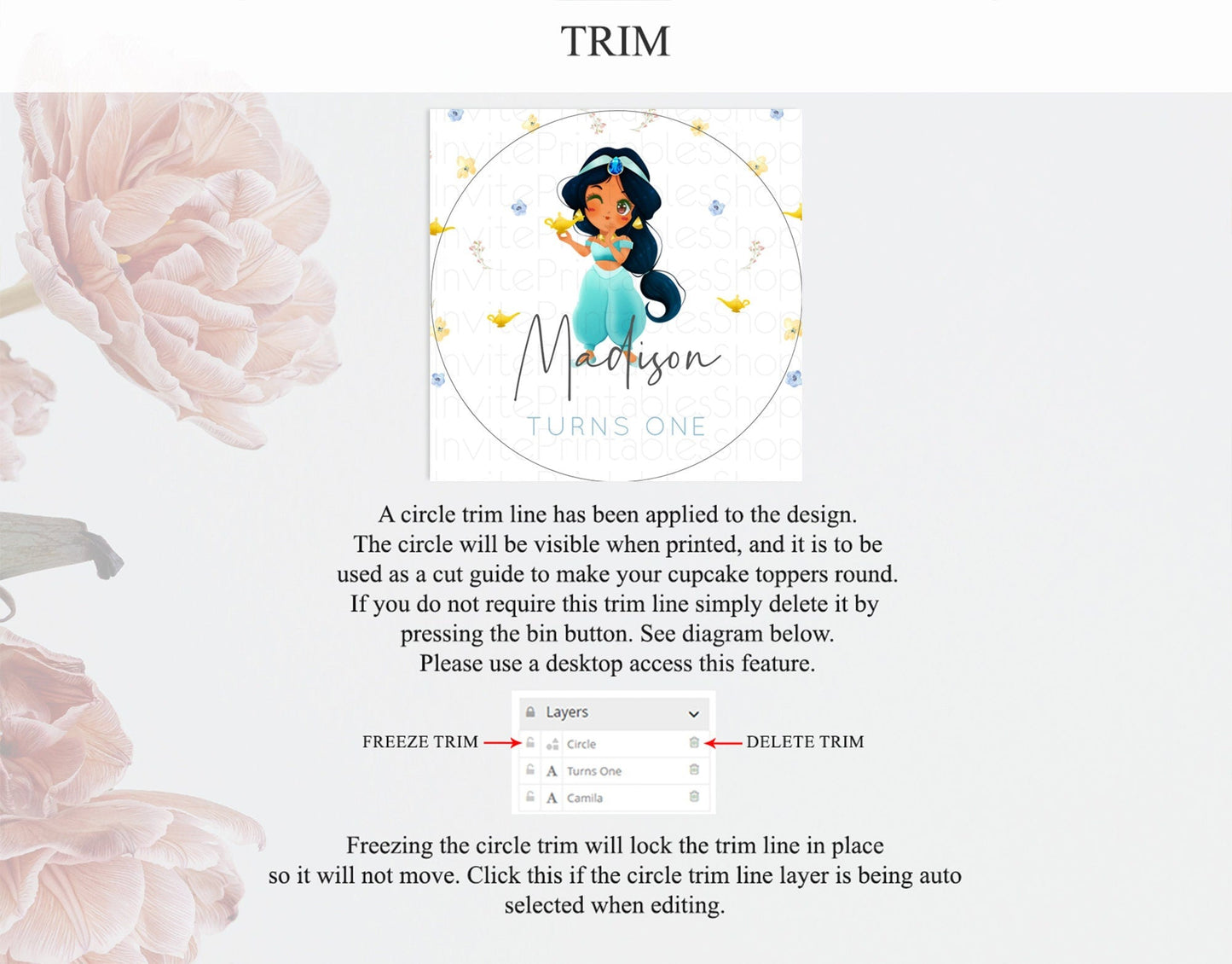 Princess Cupcake Toppers Castle Cupcake Toppers Royal Princess Decor Fairy Tale Enchanted Castle Pastel Floral Garden Table Number D10887