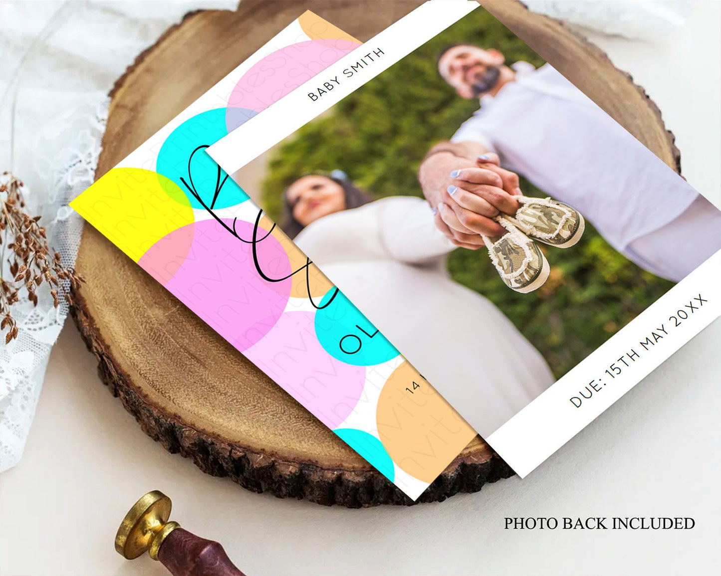 Pastel Rainbow Baby Shower Invitation, Colorful Confetti, Sprinkles, Bubbles, Pastel Blue, Pink, Orange, Yellow Theme Gender Reveal D10896