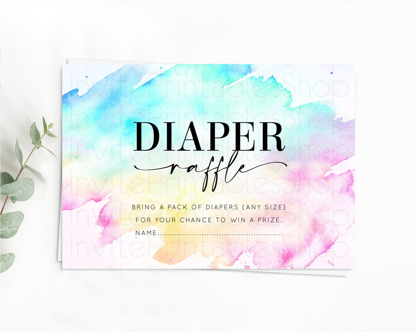 Pastel Diaper Raffle Card Pastel Rainbow Diaper Raffle Insert Colorful Ombre Watercolor Diaper Ticket Confetti Glitter Raffle Game D11020