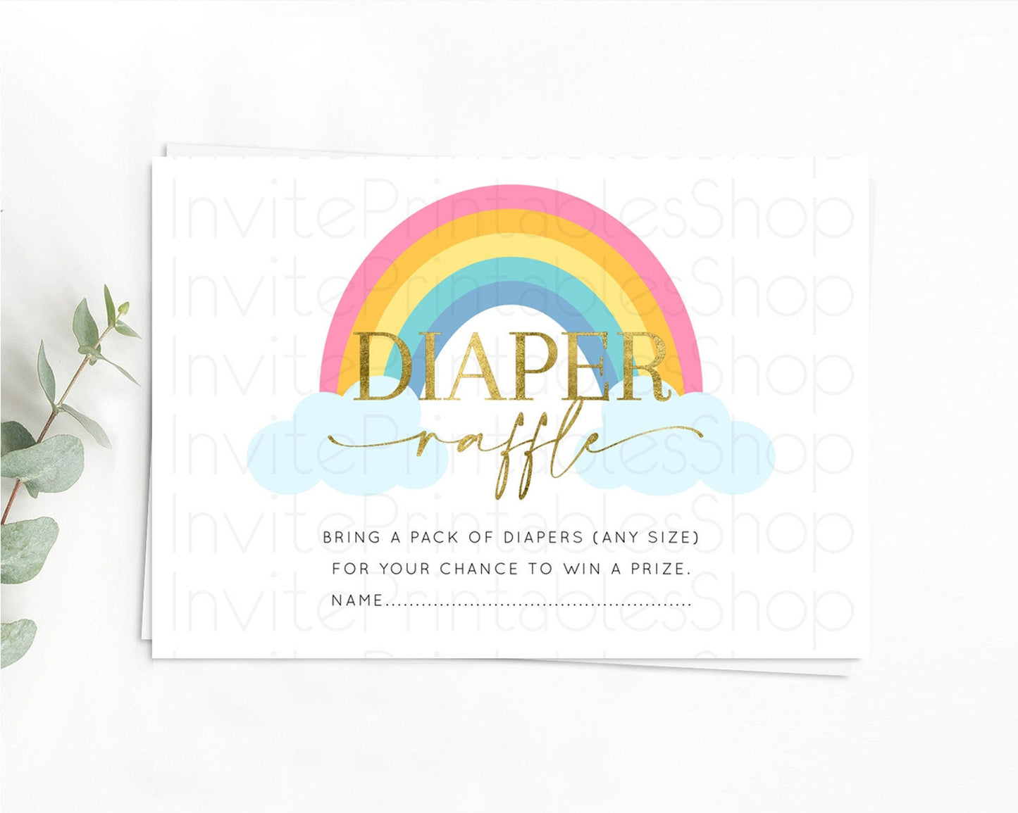 Pastel Rainbow Diaper Raffle Card Boho Rainbow Diaper Insert Boho Rainbow Diaper Ticket Pastel Watercolor Baby Shower Raffle Game D10123