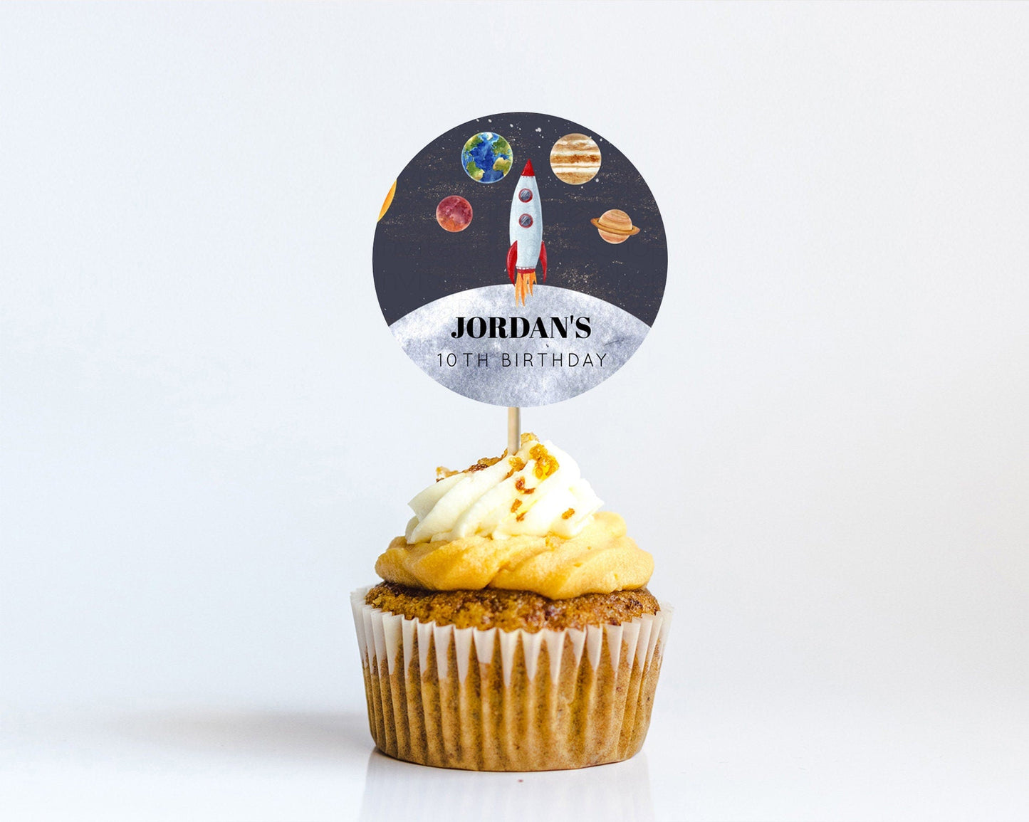 Space Cupcake Toppers Space Decor First Trip Around the Sun Decor Decor Sky Stars Planets Milkyway Solar System Cupcake Topper D10430