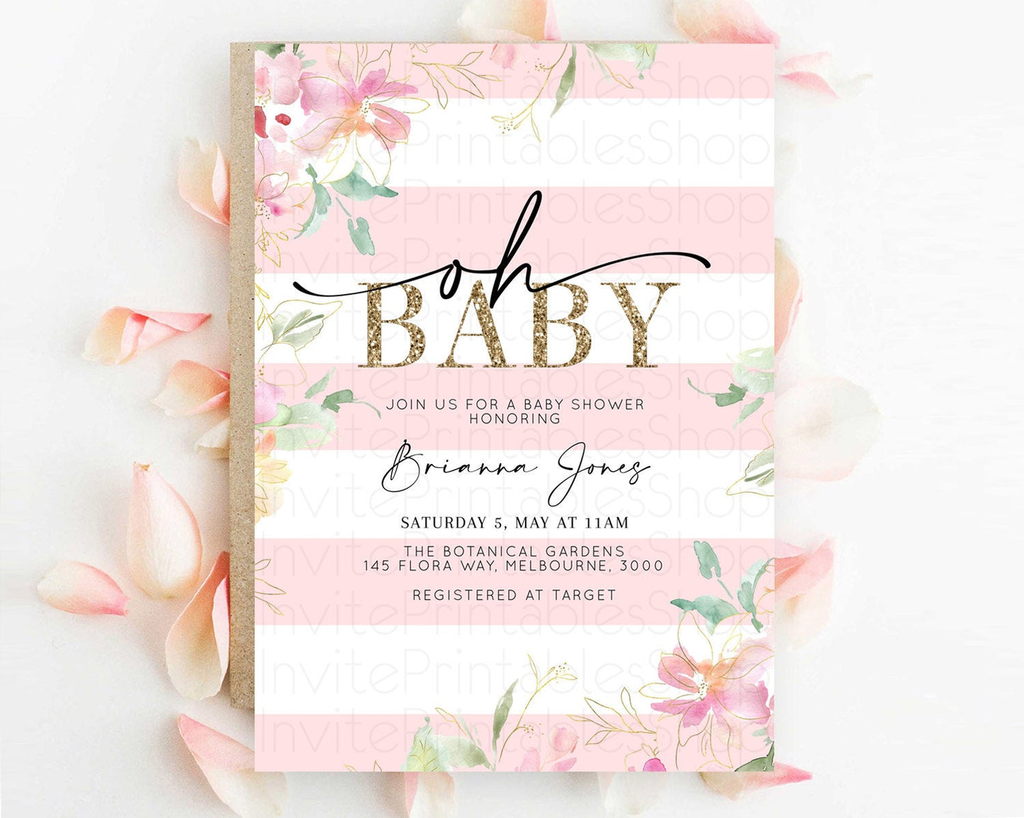 Wildflower Baby Shower Invitation Secret Garden Baby Shower Invitation Pastel Flowers Invite Enchanted Garden Shower Floral Theme D10301