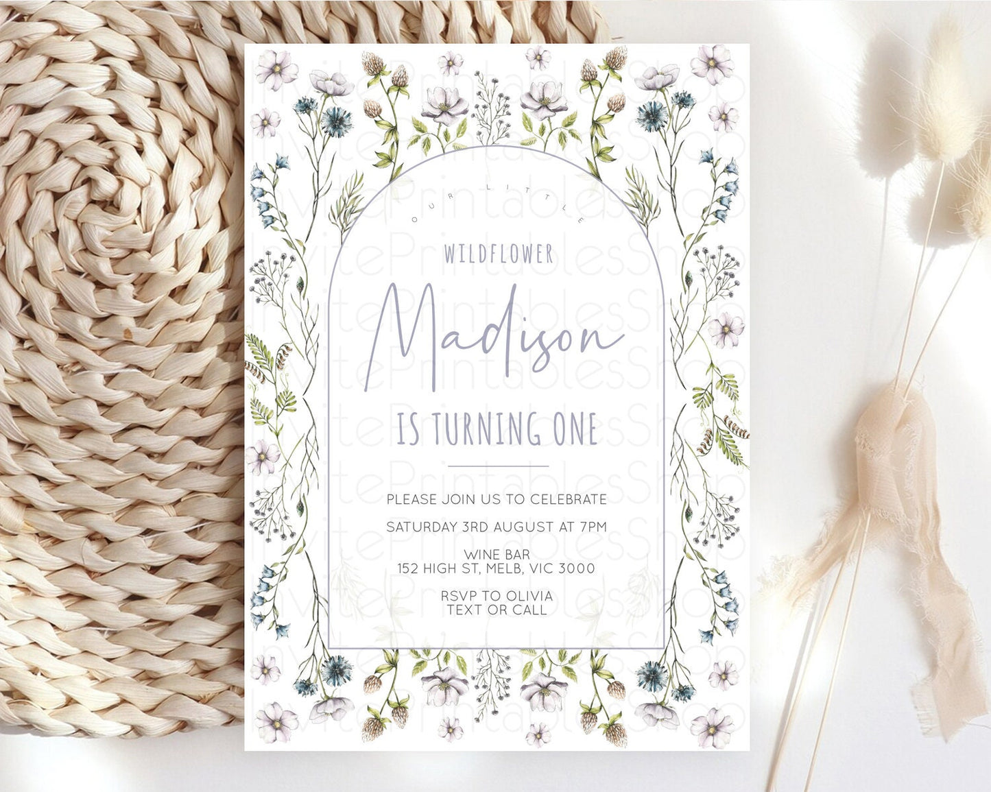 Secret Garden Invitation Wildflower Birthday Invitation Pastel Flowers Invite Enchanted Garden Boho Floral 3rd 2nd First Birthday D10603