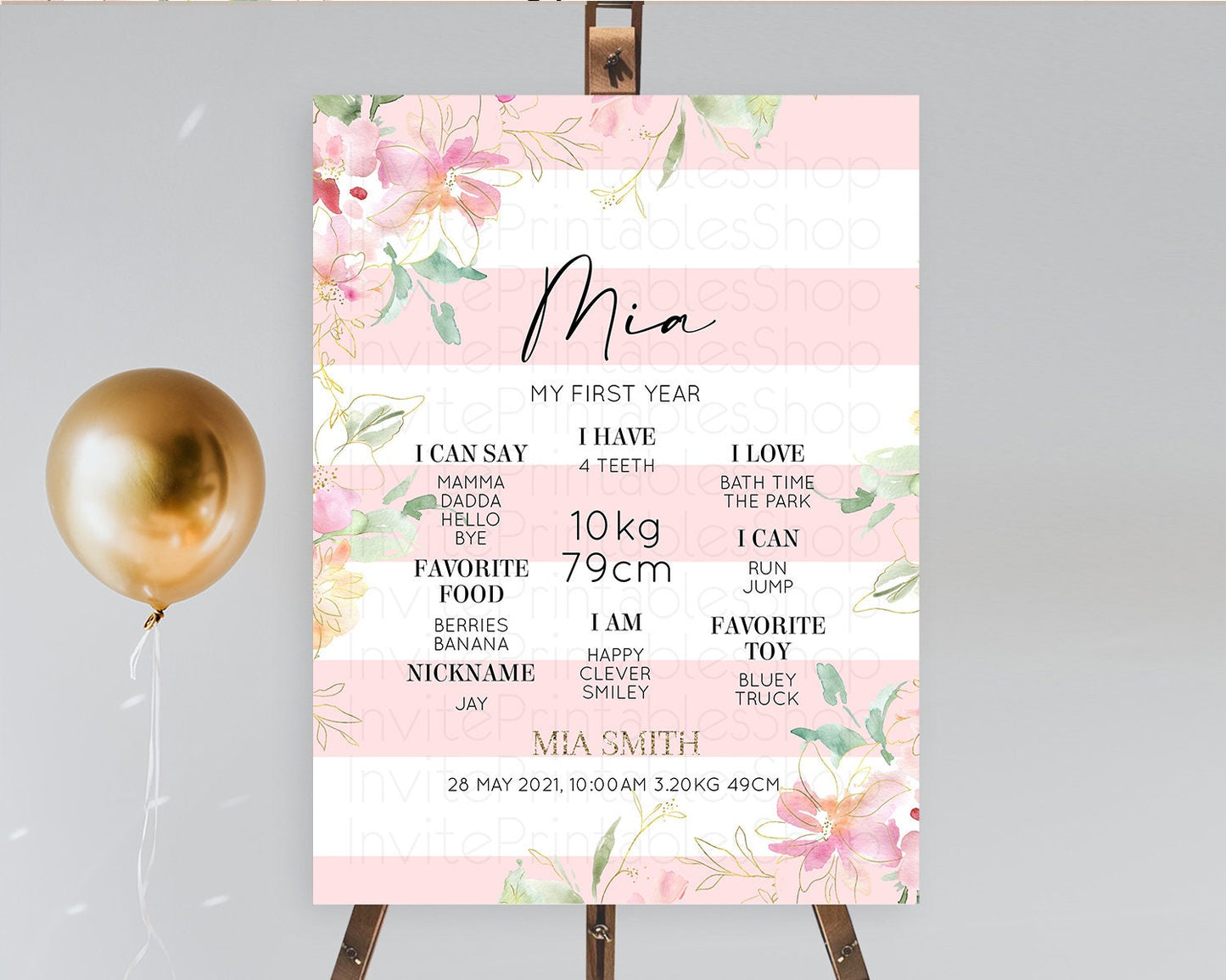 Secret Garden Milestone Board Wildflower First Birthday Milestone Poster Pastel Flowers Milestone Boho Wildflower 1st Birthday Sign D10301