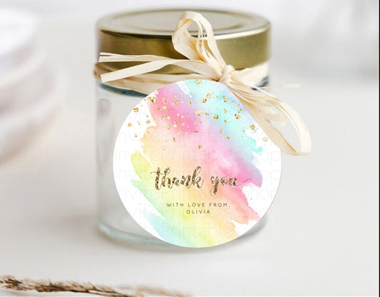 Pastel Thank You Tags Rainbow Thank You Gift Tags Colorful Pastel Favor Tags Confetti Watercolor Pastel First Birthday Thank You D10495