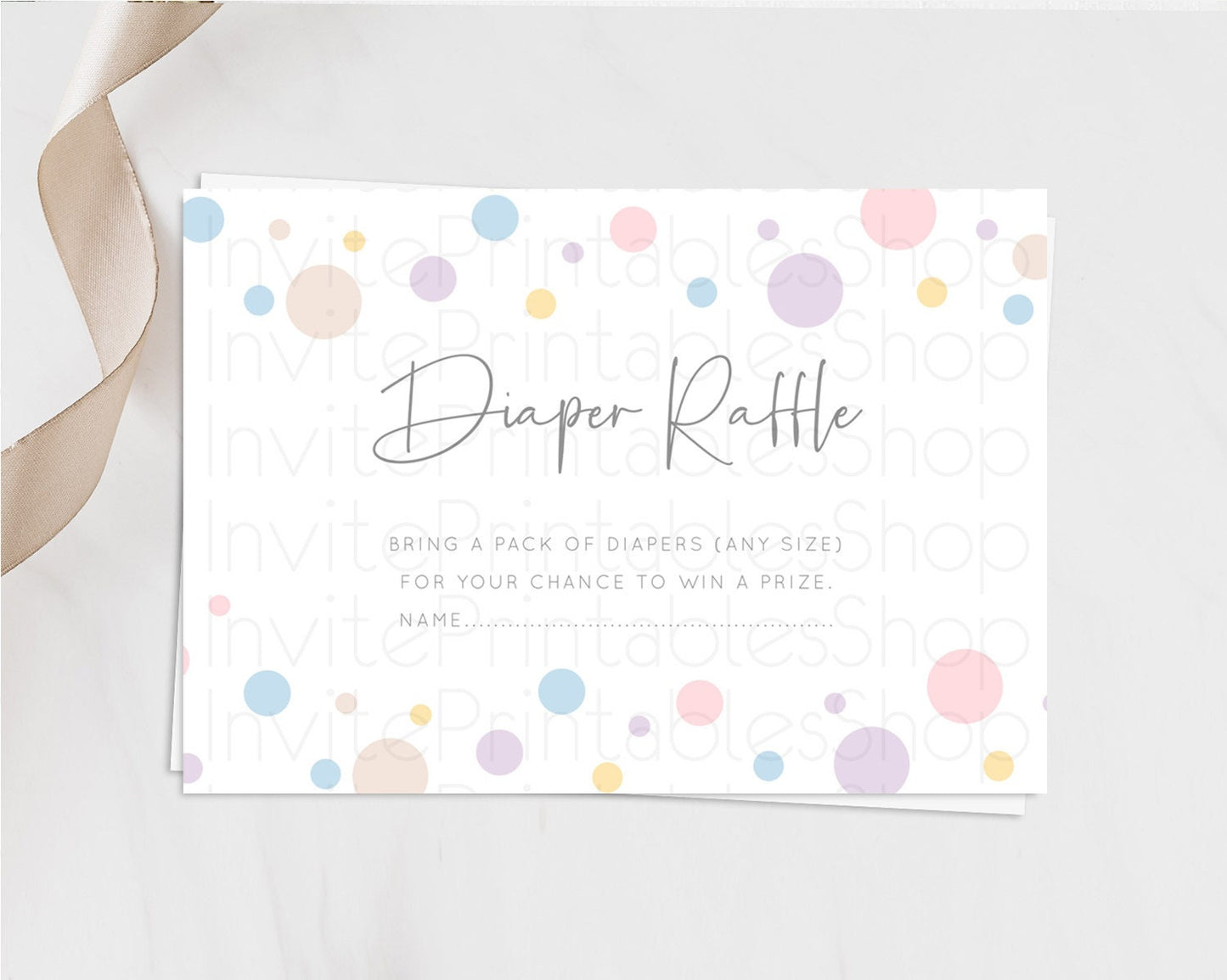 Rainbow Diaper Raffle Card Pastel Sprinkles Diaper Raffle Insert Rainbow Confetti Diaper Ticket Colorful Bubbles Pastel Raffle Game D10759