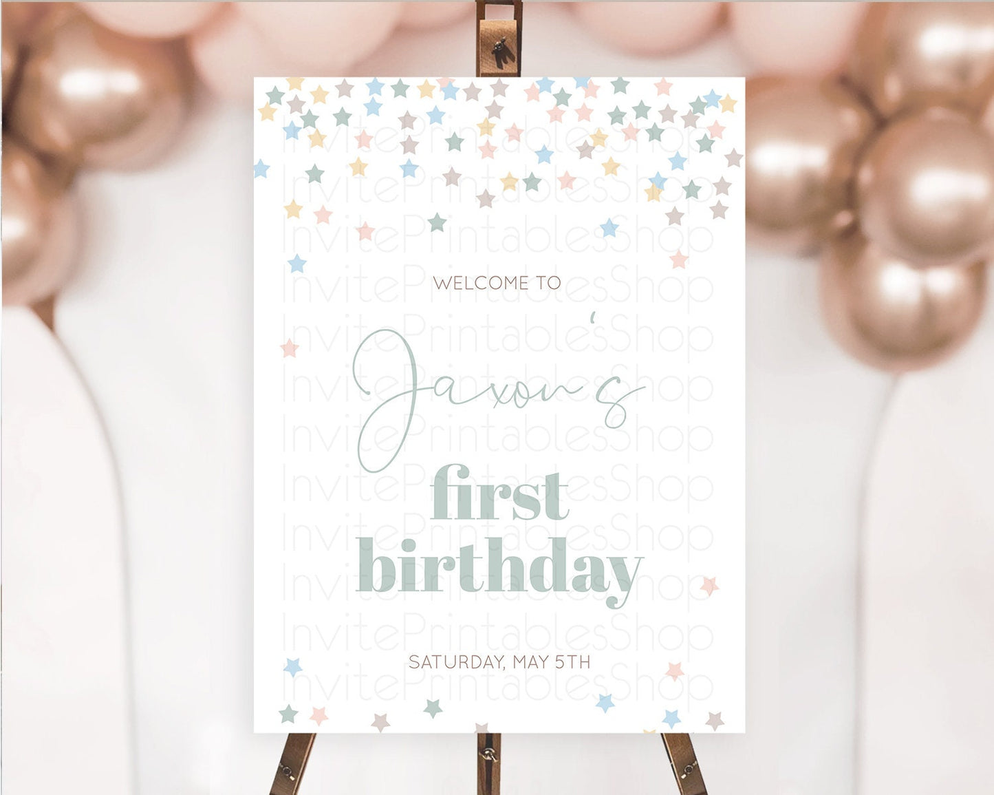 Star Welcome Board Pastel Stars Welcome Sign Shooting Star Rainbow Colorful Confetti Twinkle Little Star First Birthday Welcome Sign D10795