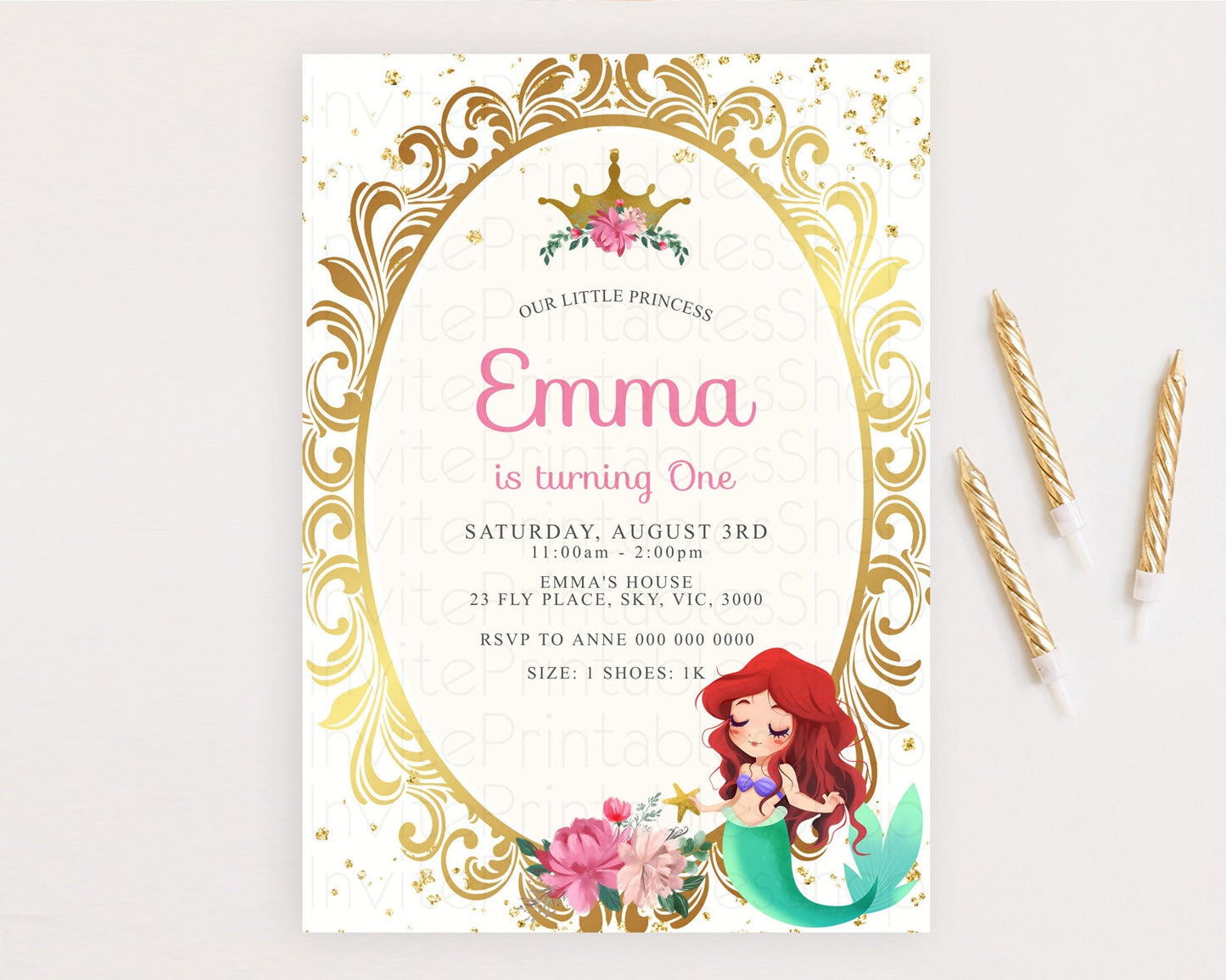 Editable Princess Birthday Invitation Castle Invitation Royal Birthday Fairy