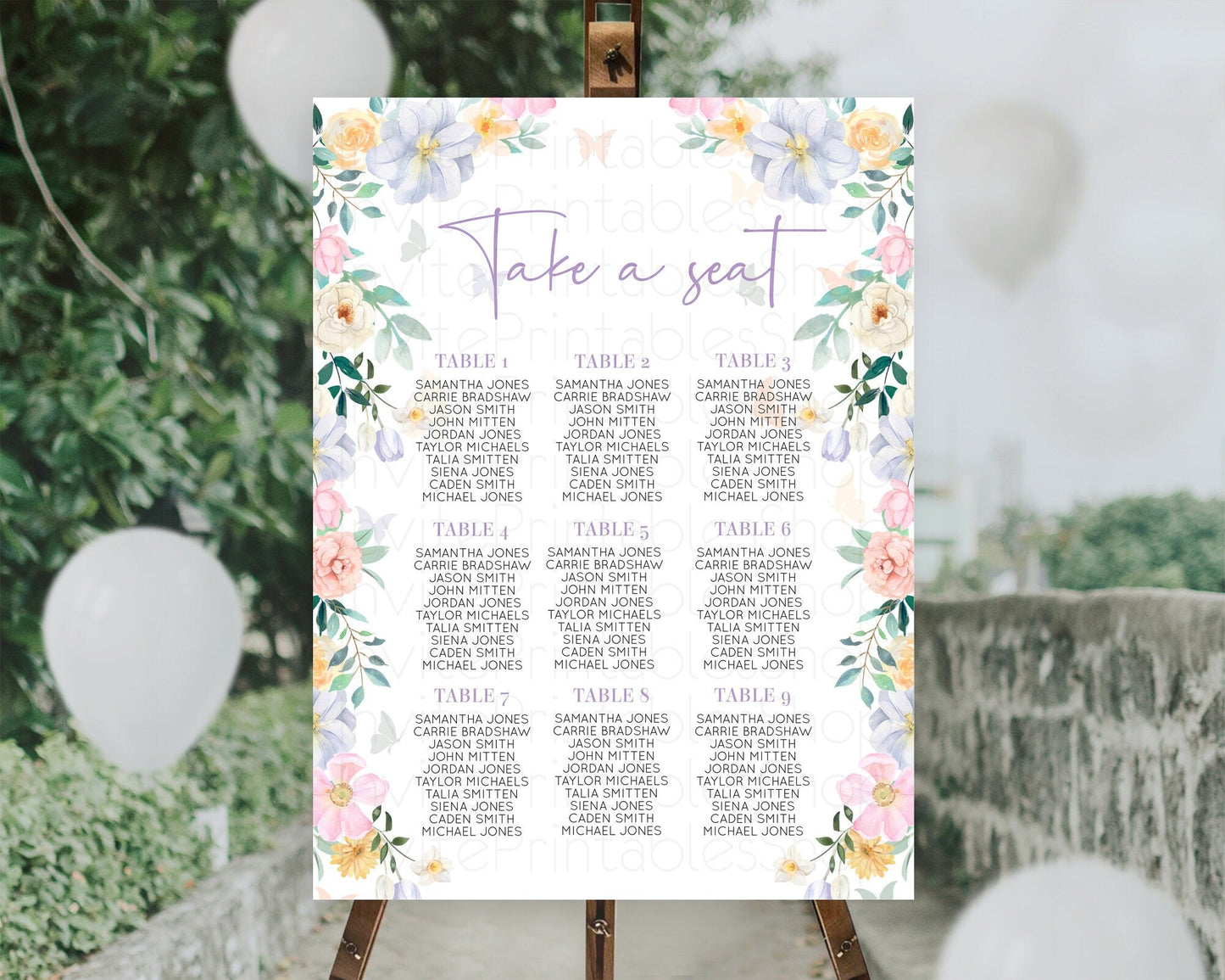 Secret Garden Seating Chart Wildflower Seating Chart Pastel Flowers Seating Chart Enchanted Garden Boho Floral Take A Seat Decor D10472