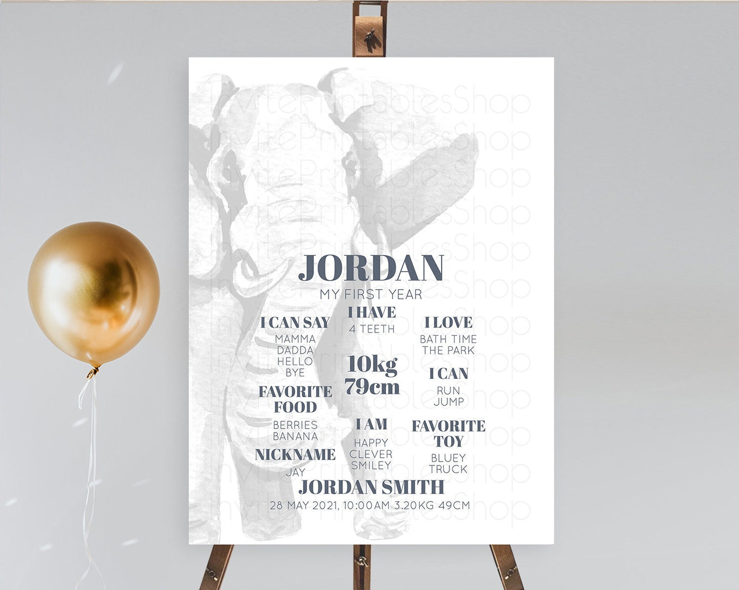 Elephant First Birthday Milestone Board Elephant Milestone Poster One Wild Year Safari Adventure Elephant Zoo Birthday Welcome Sign D10292