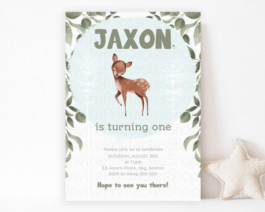 Editable Fawn Birthday Invitation Deer Birthday Invitation Enchanted Forest