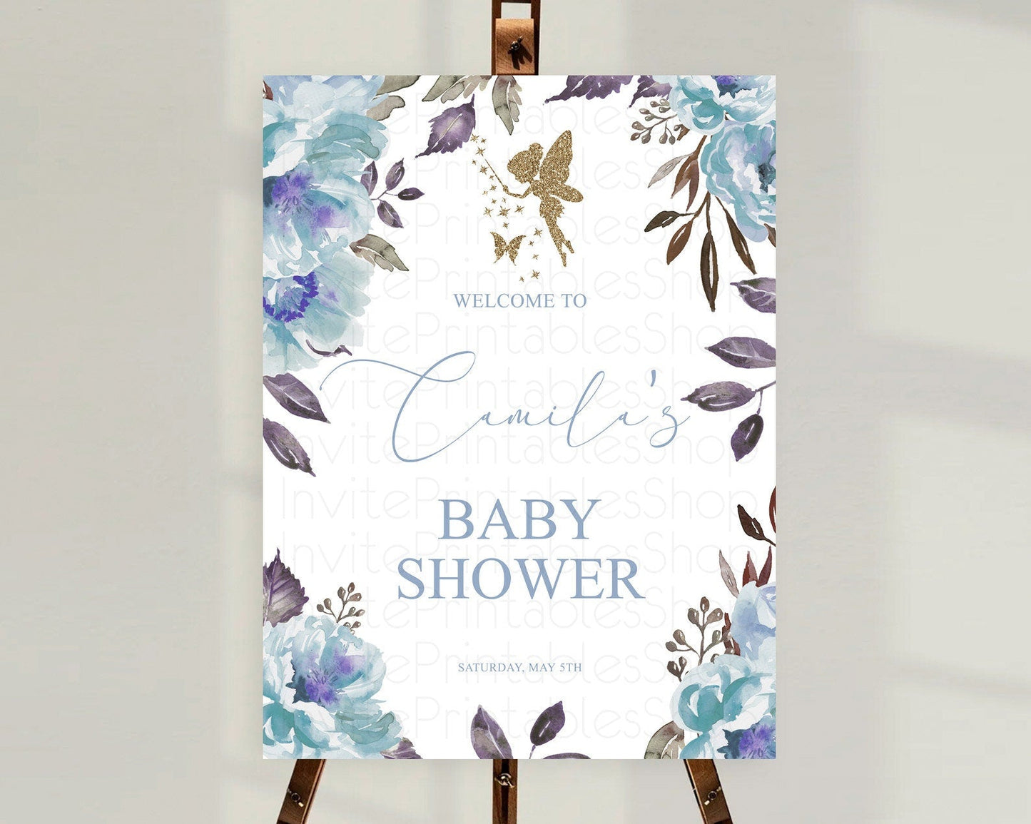 Fairy Baby Shower Welcome Sign Fairy Welcome Board Enchanted Garden Pastel Floral Butterfly Decor Secret Garden Fairy Welcome Sign D10728