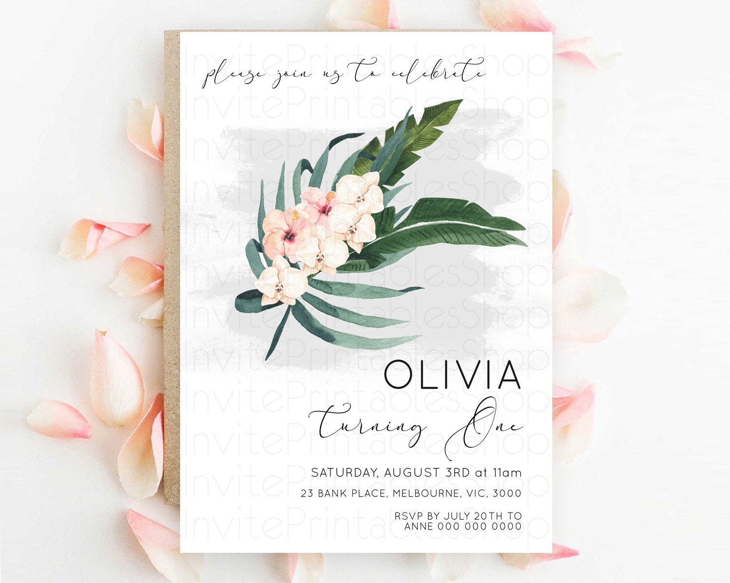 Editable Tropical Invitation Tropical Birthday Invitation Tropical Floral In