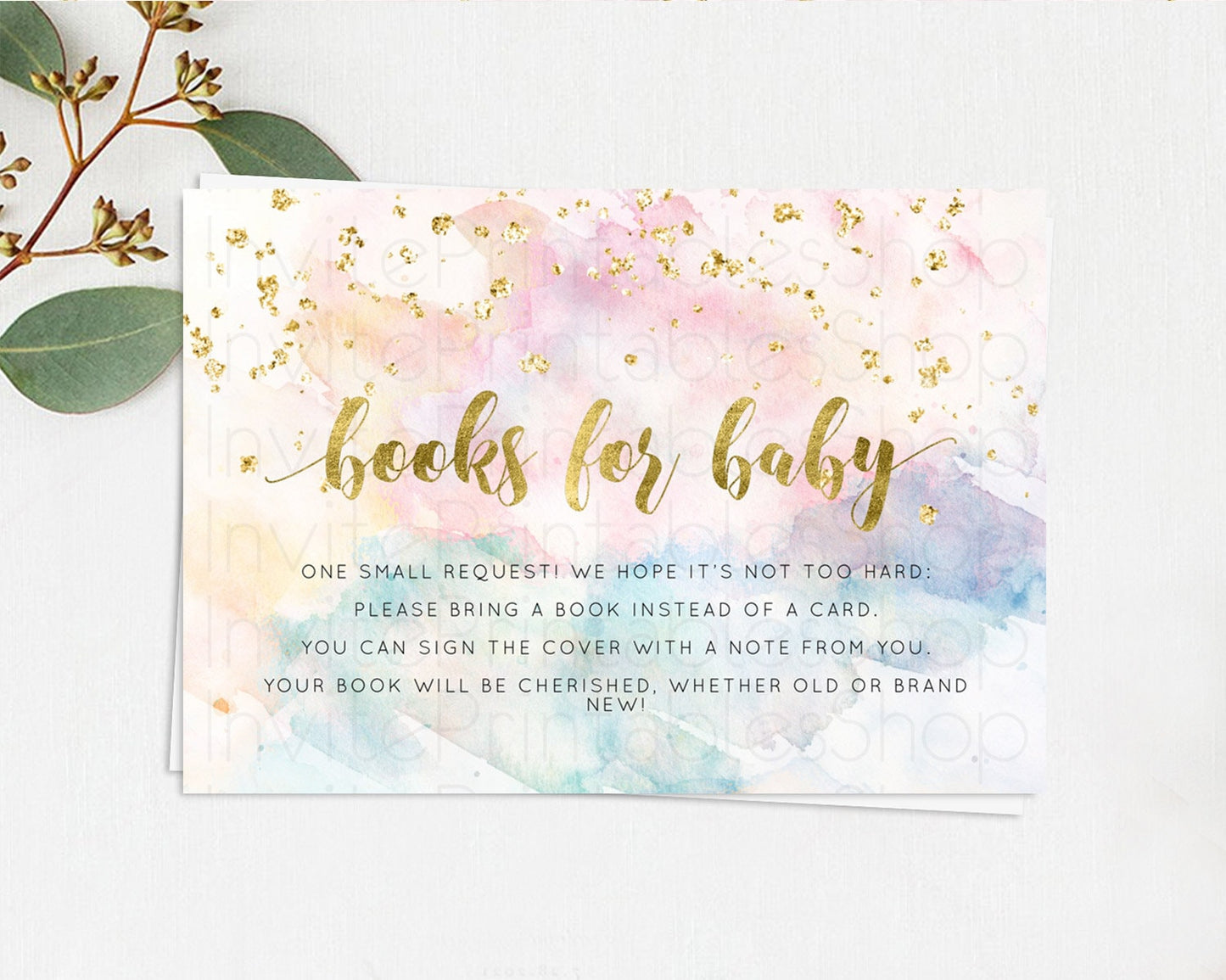 Pastel Books For Baby Card Pastel Rainbow Book Insert Colorful Ombre Watercolor Book Card Confetti Glitter Baby Book Poem Request D10265