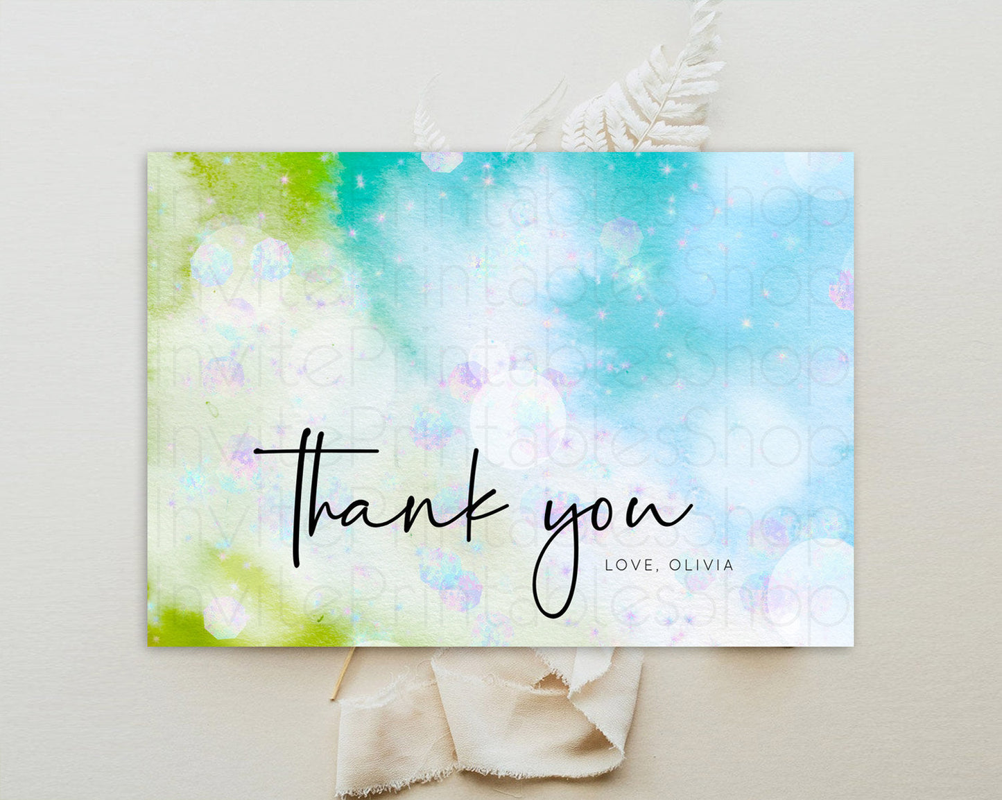 Pastel Thank You Rainbow Thank You Card Colorful Pastel Birthday Thank You Card Confetti Watercolor Pastel Teacher Thank You Cards D10692