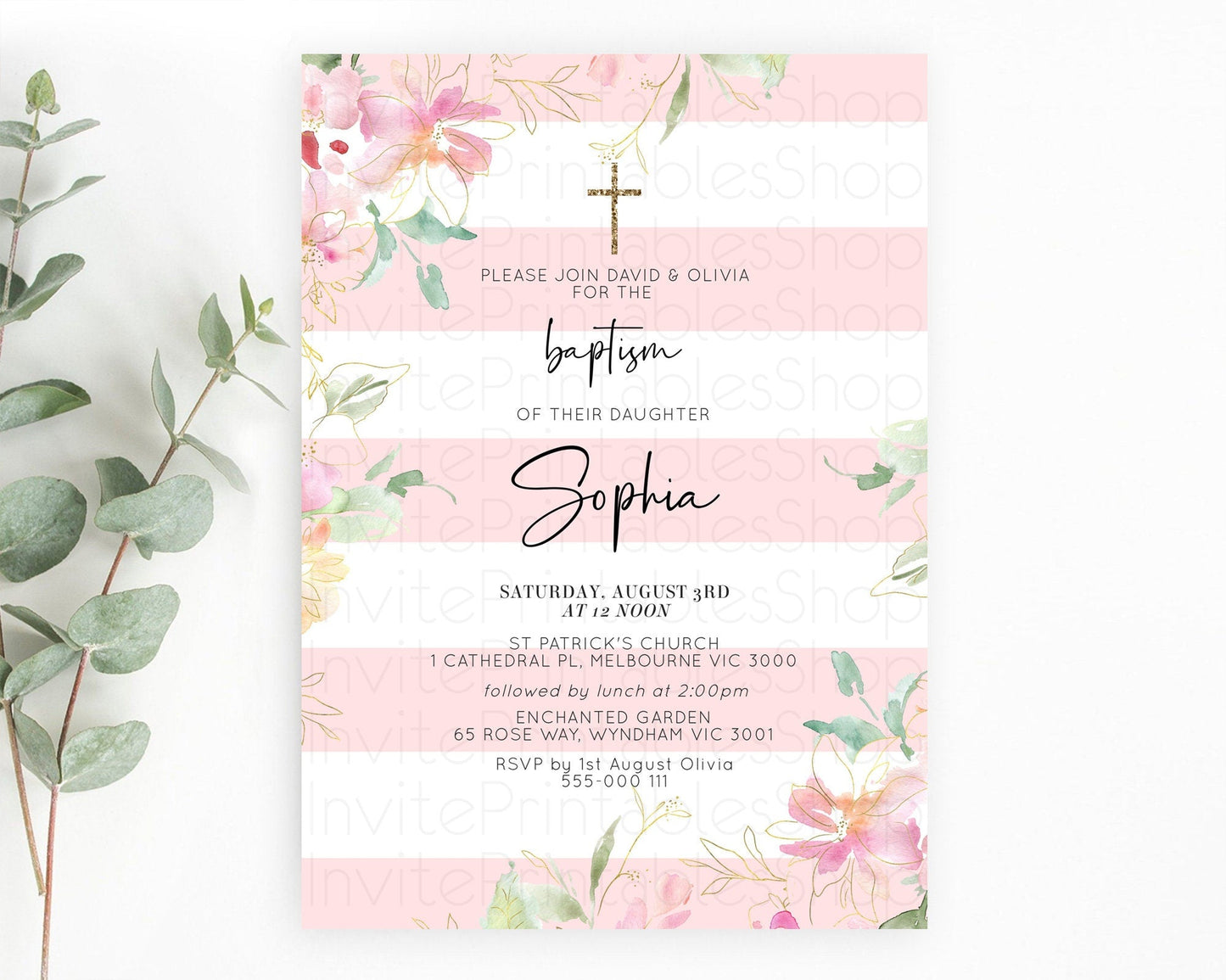 Secret Garden Baptism Invitation Wildflower Baptism Birthday Invite Pastel Flowers Christening Invite Enchanted Garden Boho Floral D10300