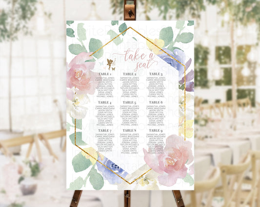 Editable Fairy Seating Chart Pastel Fairy Seating Chart Fairy Tea Party Fair