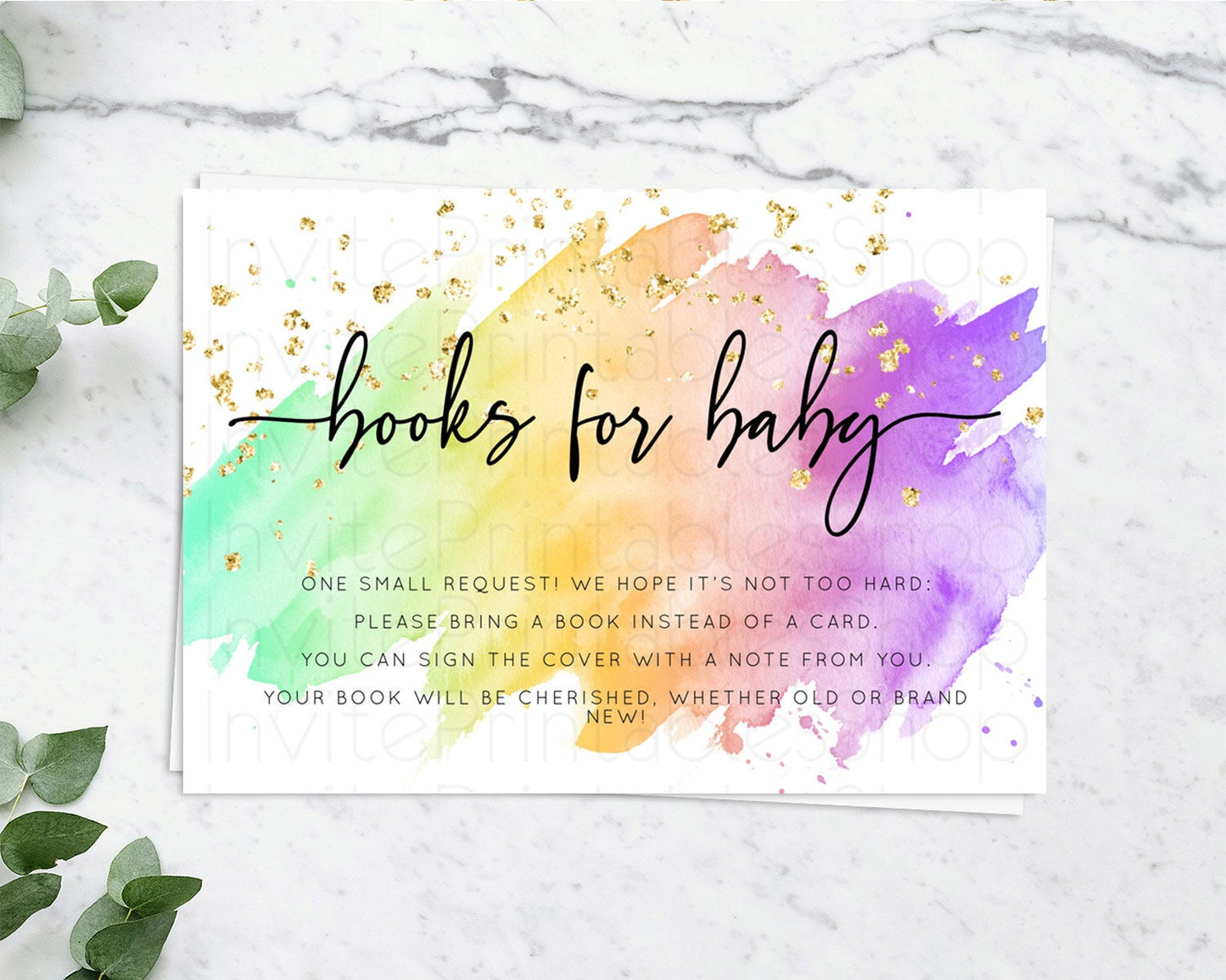 Pastel Books For Baby Card Pastel Rainbow Book Insert Colorful Ombre Watercolor Book Card Confetti Glitter Baby Book Poem Request D10518