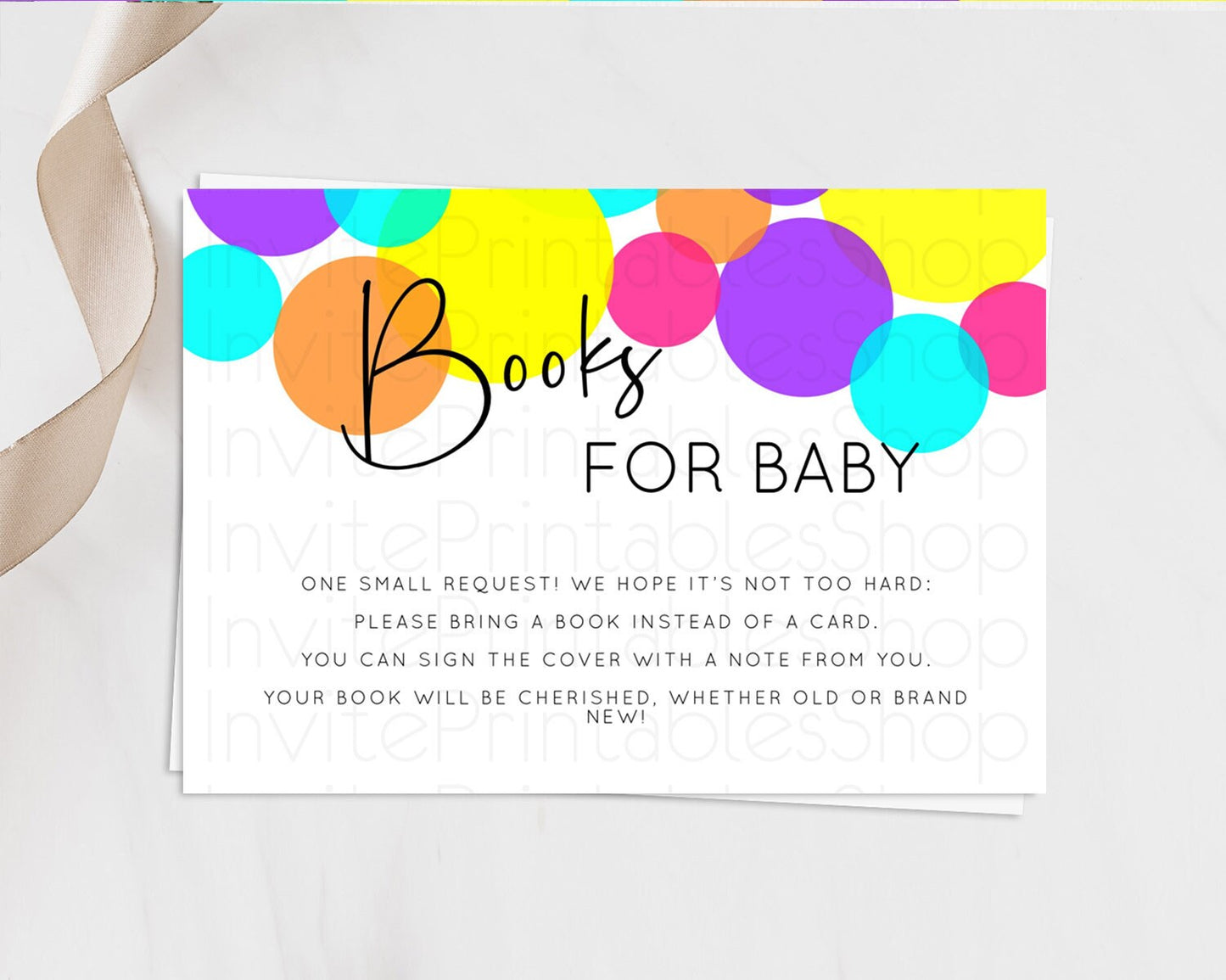 Rainbow Books For Baby Card Pastel Sprinkles Book Insert Pastel Rainbow Confetti Book Card Colorful Bubbles Pastel Book Poem Request D11022