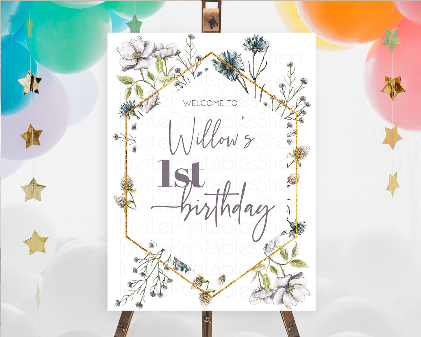 Secret Garden Welcome Sign Wildflower Welcome Board Pastel Flower Garden Welcome Poster Boho Wildflower First Birthday Welcome Sign D11002