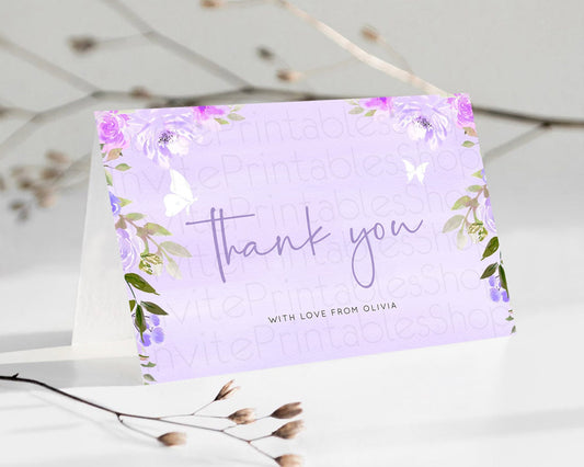 Editable Secret Garden Thank You Wildflower Thank You Card Pastel Flower Gar