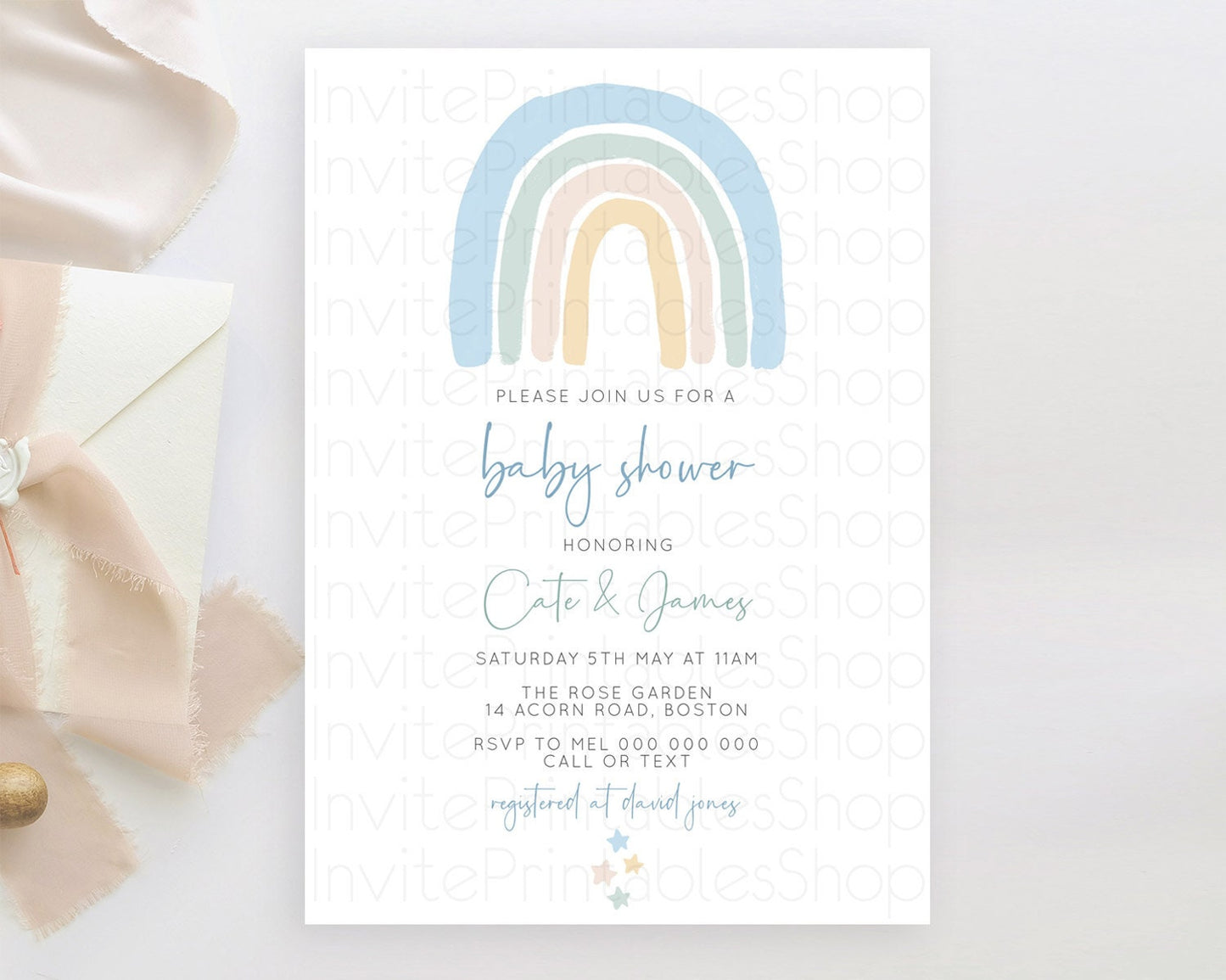 Pastel Rainbow Baby Shower Invitation Pastel Rainbow Invitation Rainbow Baby Invitation Pastel Invitation Boho Rainbow Invitation D10200