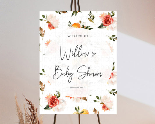 Citrus Baby Shower Welcome Sign Lemon Welcome Sign Orange Welcome Sign Citrus Welcome Poster Citrus Floral Décor Baby Welcome Board D10540