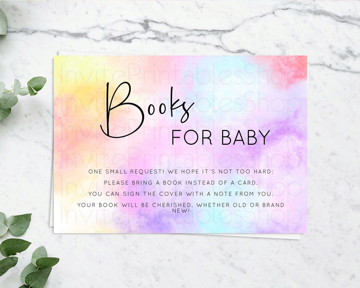 Pastel Books For Baby Card Pastel Rainbow Book Insert Colorful Ombre Watercolor Book Card Confetti Glitter Baby Book Poem Request D10438