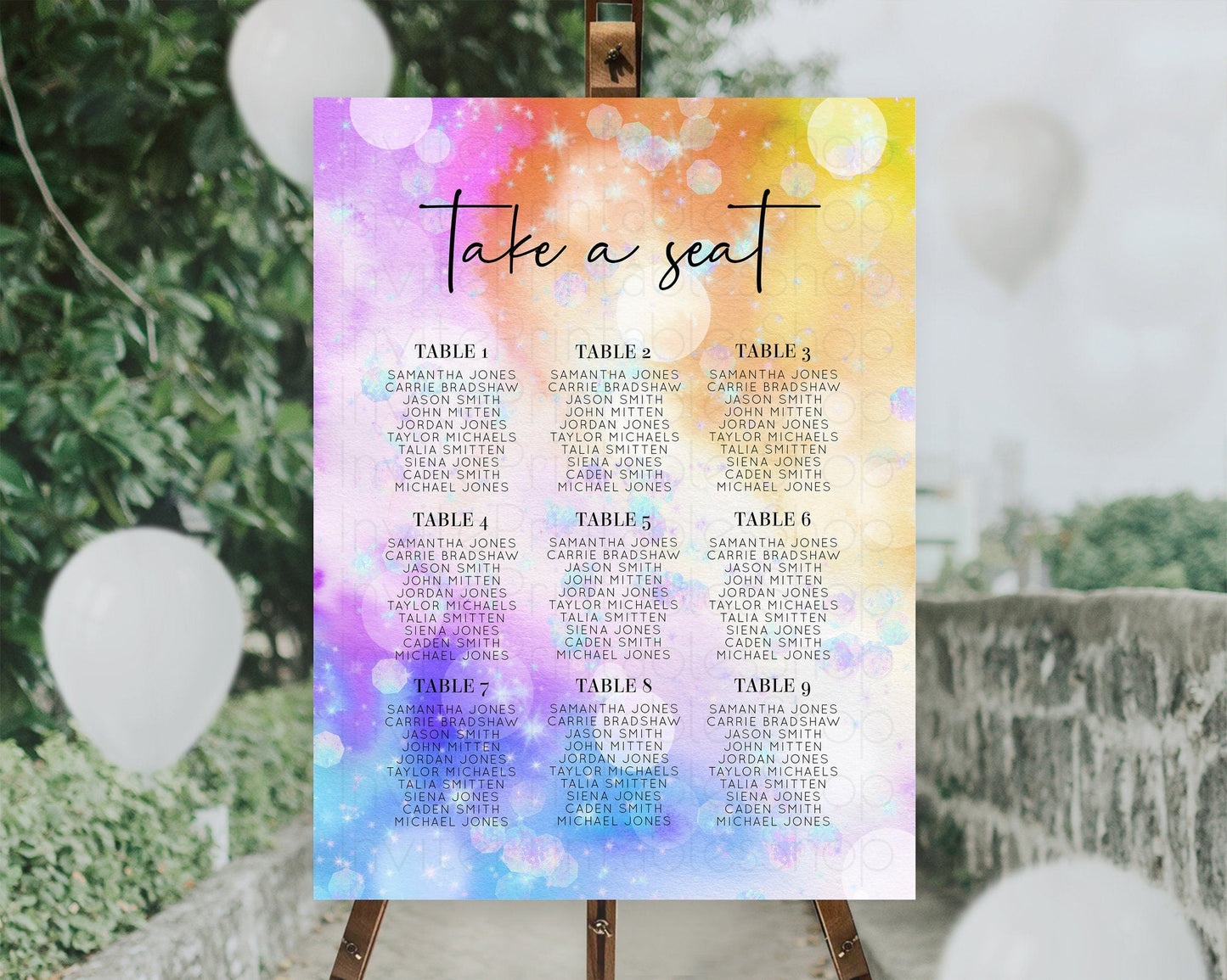 Rainbow Seating Chart Pastel Seating Chart Iridescent Sprinkles Colorful Pastel Watercolor Seating Sign Ombre Pastel Take A Seat D10690