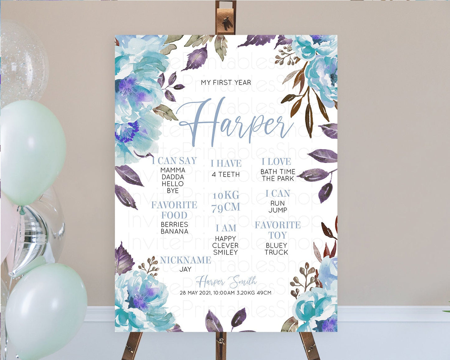 Secret Garden Milestone Board Wildflower First Birthday Milestone Poster Pastel Flowers Milestone Boho Wildflower 1st Birthday Sign D10730
