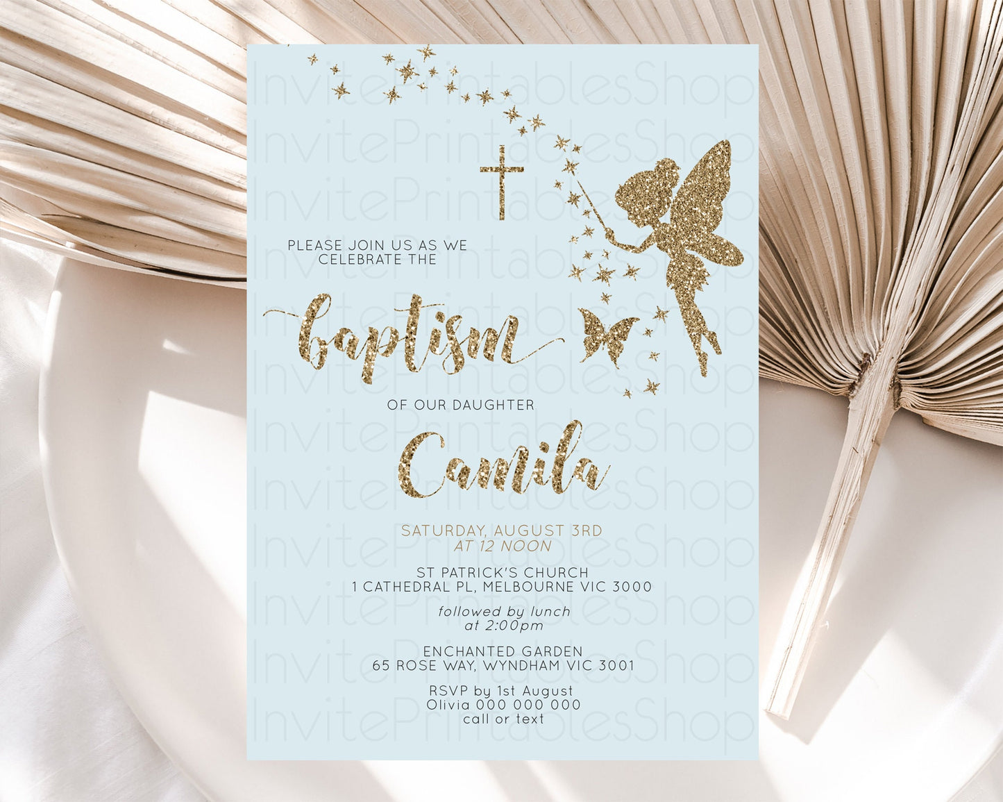 Fairy Baptism Invitation Fairy Baptism 1st Birthday Invitation Enchanted Secret Garden Christening Invite Pastel Floral Butterfly D10907