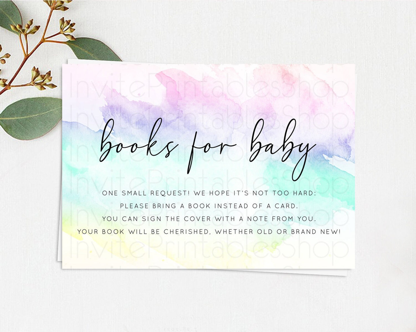 Pastel Books For Baby Card Pastel Rainbow Book Insert Colorful Ombre Watercolor Book Card Confetti Glitter Baby Book Poem Request D10231