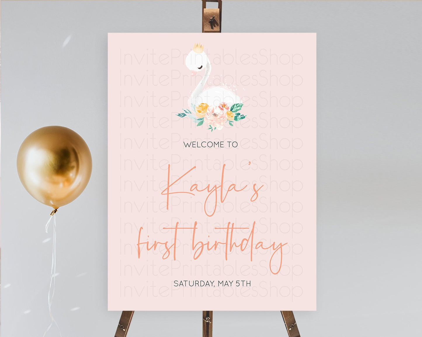 Swan Welcome Board Swan Princess Ballet Welcome Sign Enchanted Swan Lake Secret Garden Pastel Floral First Birthday Welcome Sign D10388