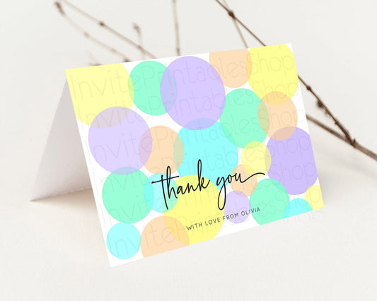 Rainbow Thank You Pastel Thank You Card Pastel Rainbow Birthday Thank You Confetti Colorful Pastel Cards Teacher Thank You Cards D10415