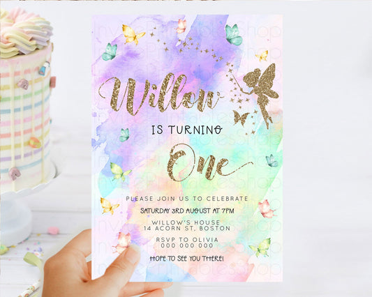 Editable Pastel Fairy Birthday Invitation Pastel Butterflies Fairy Birthday
