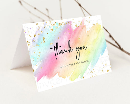 Pastel Thank You Rainbow Thank You Card Colorful Pastel Birthday Thank You Card Confetti Watercolor Pastel Teacher Thank You Cards D10495